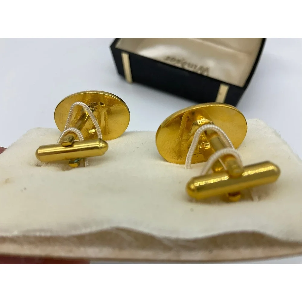 VTG Windsor Bermuda Map Cufflinks Mens Blue Gold Enamel Travel Souvenir Gift Box